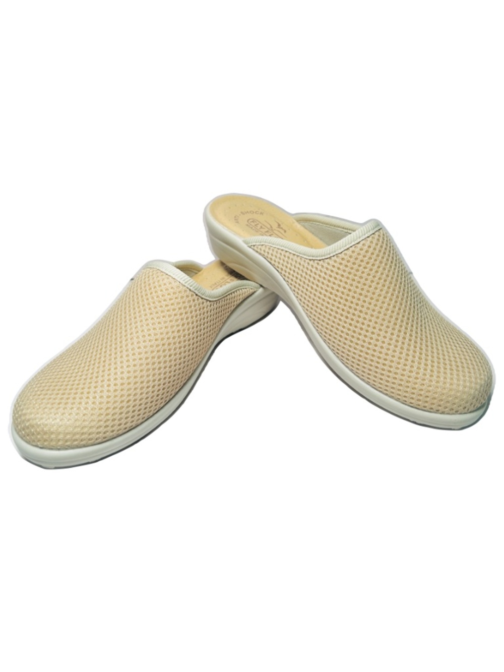 Made in Italy Genuine Leather & fabric beige tan mules Size 36 IT / Size 6 US
